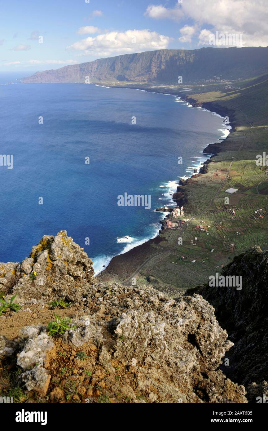 El Hierro, Aussichtspunkt Mirador De Bascos. El Golfo. Küstenlandschaft Foto Stock