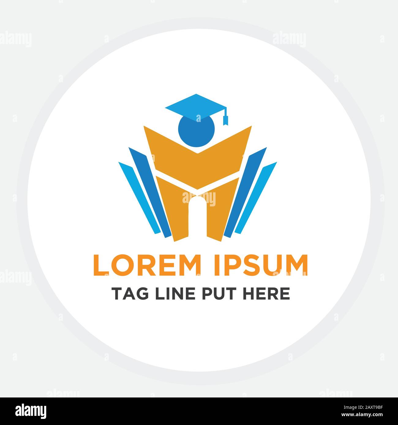 Educazione con il logo del concetto di laurea Illustrazione Vettoriale