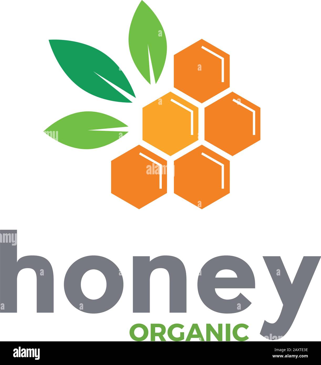 produzione biologica di miele, concetto. vettore segno apicoltura astratta. Foglie e fiori. Illustrazione Vettoriale