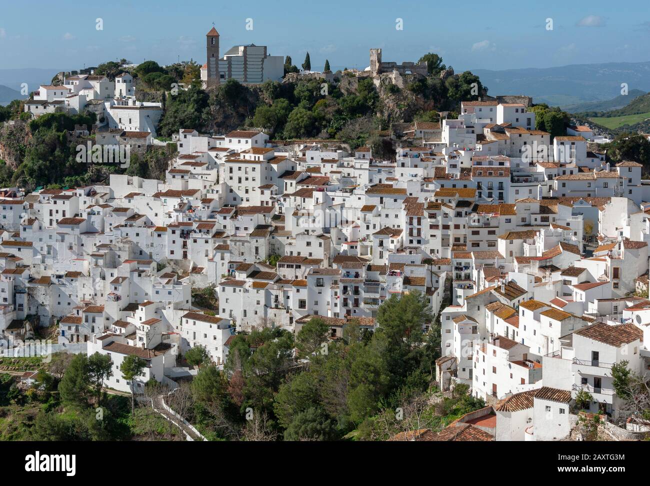 Casares, Dorfansicht. "Weiße Dörfer Bei Malaga" Foto Stock