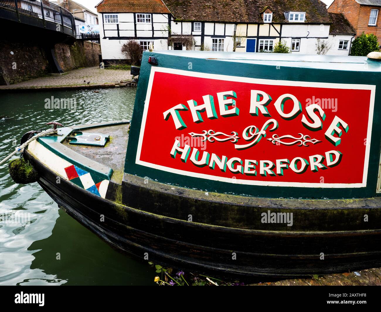 The Rose Of Hungerford, Narrow Boat, Kennet E Avon Canal Trust, River Avon, Hungerford, Berkshire, Inghilterra, Regno Unito, Gb. Foto Stock