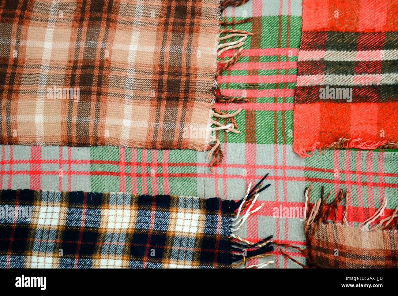 sfondo multicolore vecchia lana coperta cucita cella Foto Stock