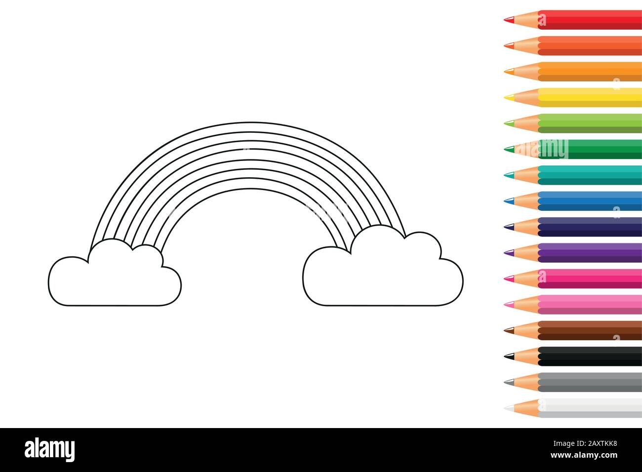 Rainbow per libro da colorare con matite illustrazione vettoriale EPS10 Illustrazione Vettoriale