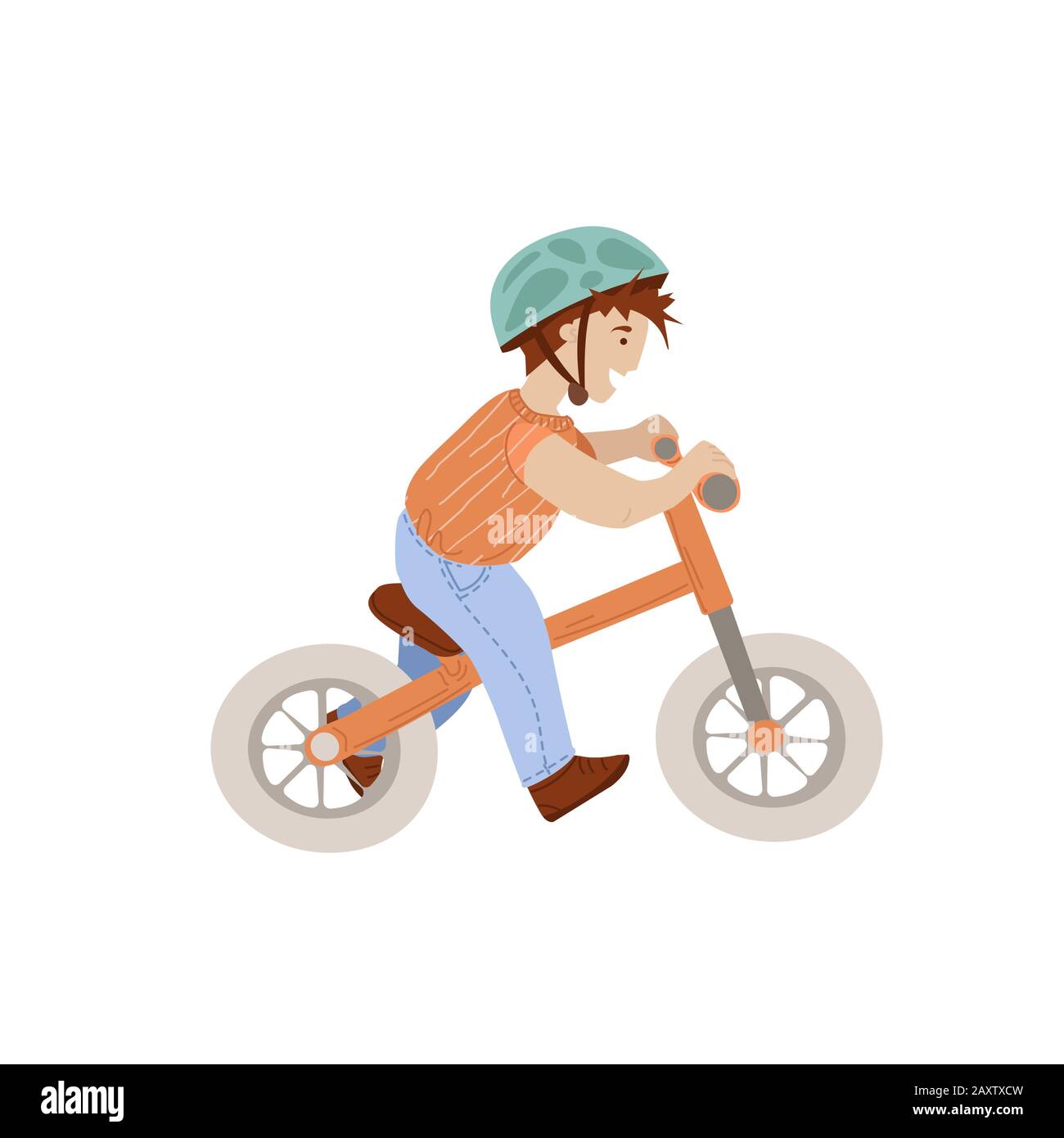 Bambino su Sport Baby Balance Bike, Prima baby Bike vettore bicicletta cartone animato illustrazione, cassaforte Riding Toy per 1-3 anni bambini. Ragazzo che rigia bambino Illustrazione Vettoriale