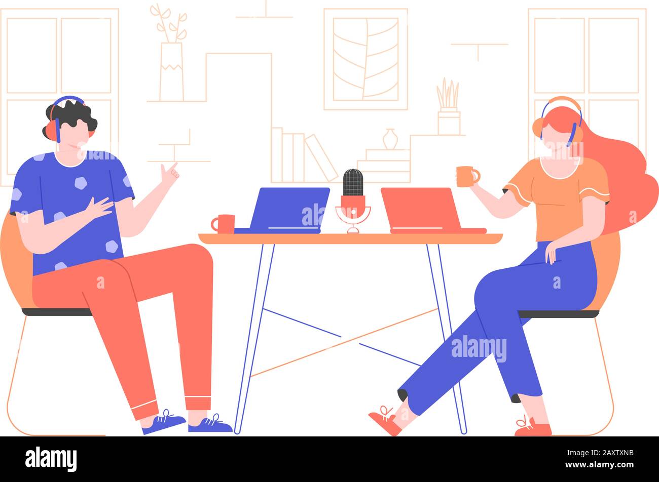 Registrate un podcast o un webinar tutorial. Illustrazione Vettoriale