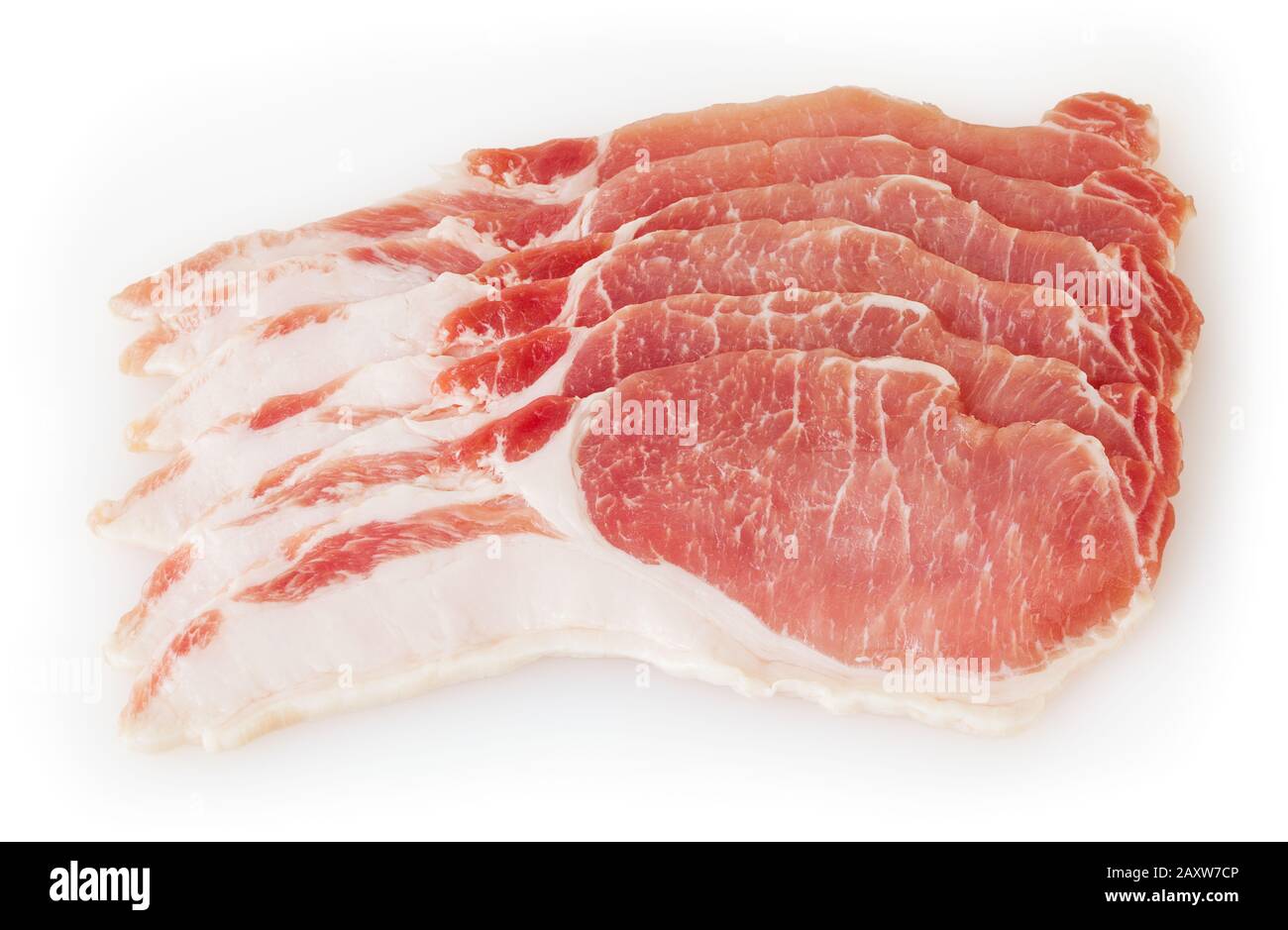 Carne di maiale cruda isolato su sfondo bianco con tracciato di ritaglio Foto Stock