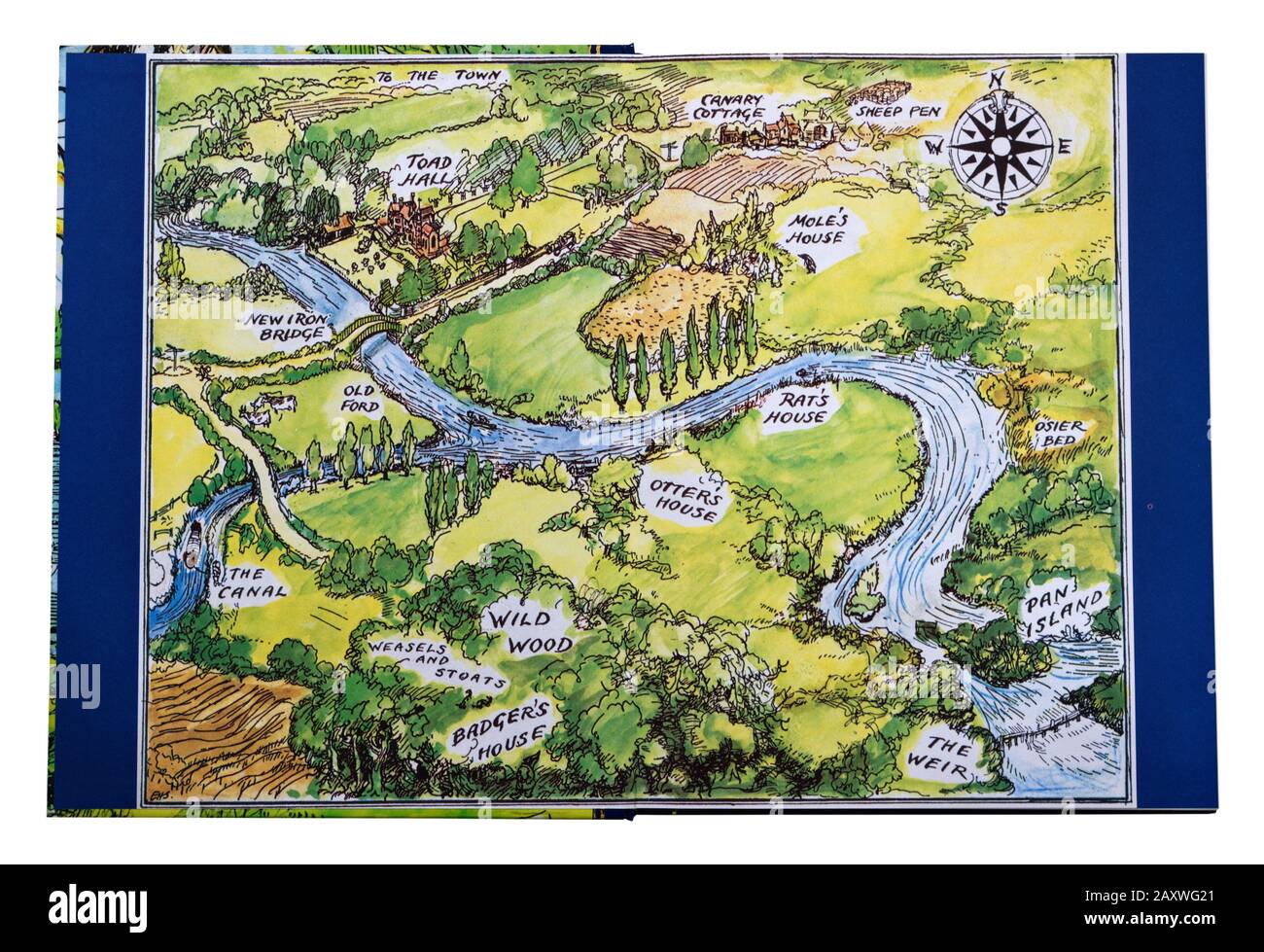 Mappa all'interno di Kenneth Grahame's Wind in the Willows, disegnato da EH Shepherd Foto Stock