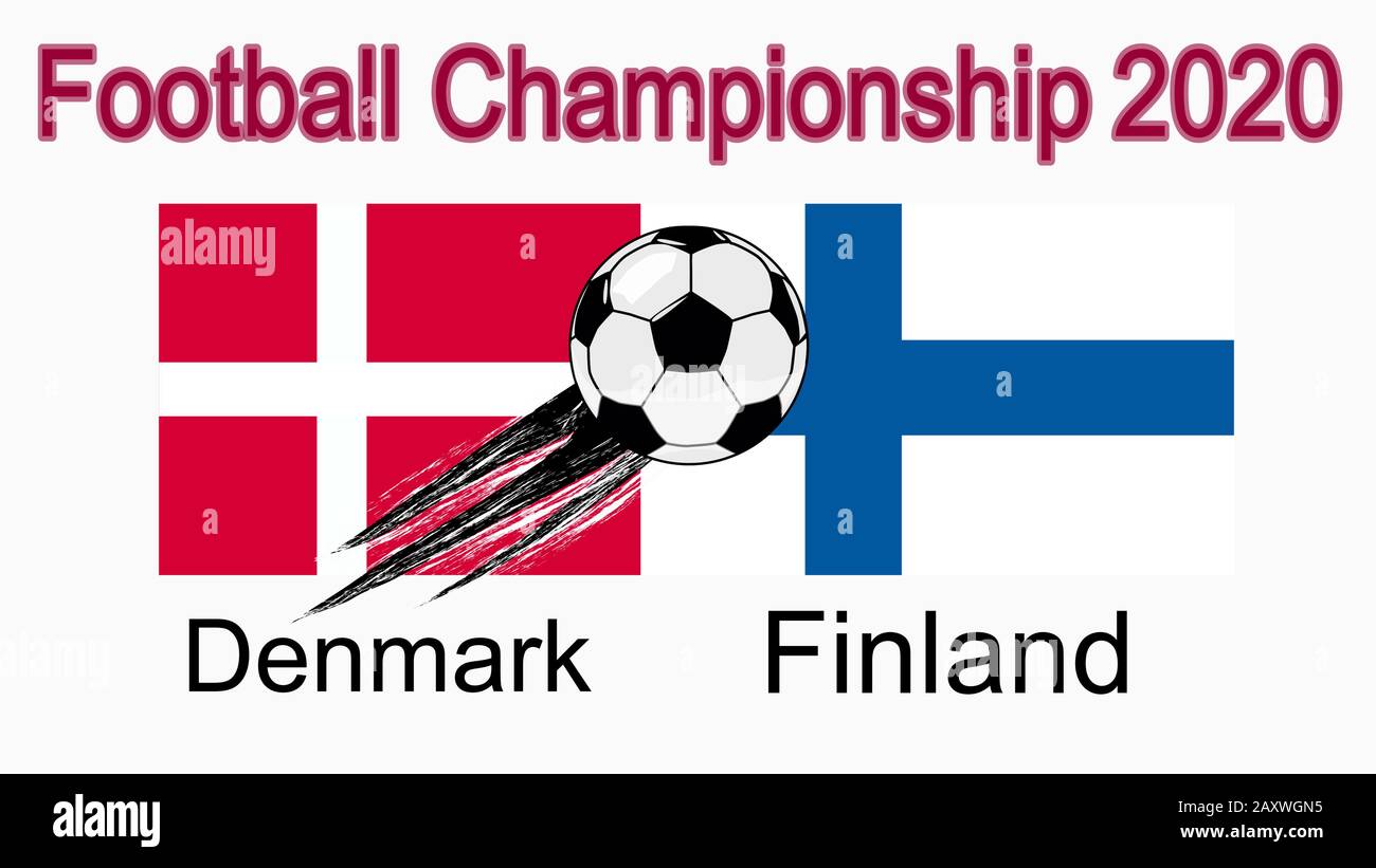 Campionato europeo di calcio 2020, banner, web design, partita tra Danimarca e Finlandia Illustrazione Vettoriale