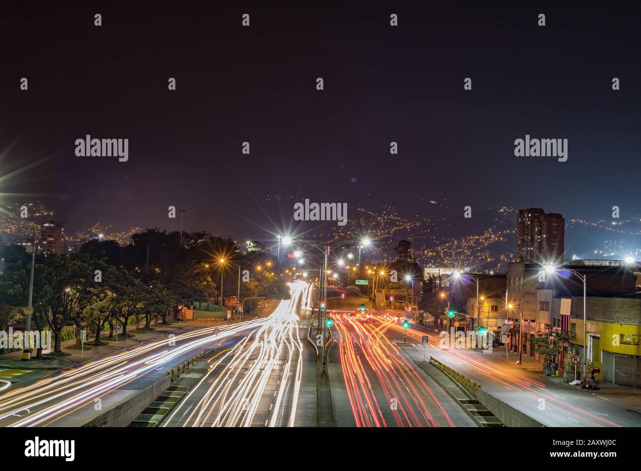 Città, città notte, luci dal ciry Foto Stock