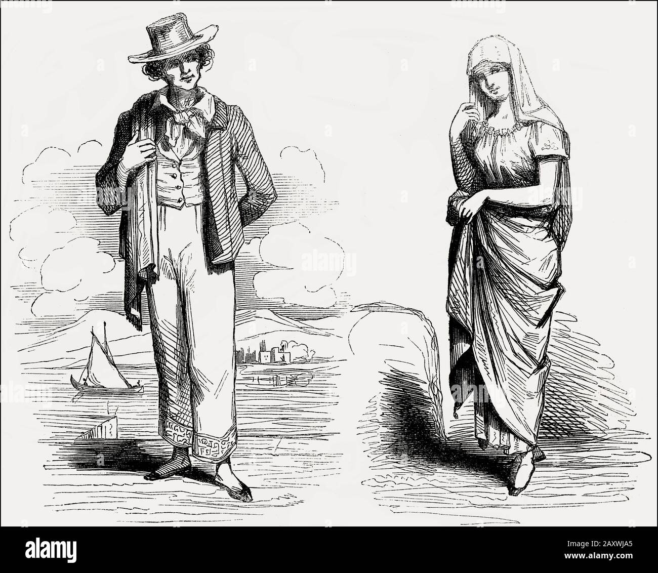 Costumi da Manila, Filippine, 19th Secolo Foto Stock