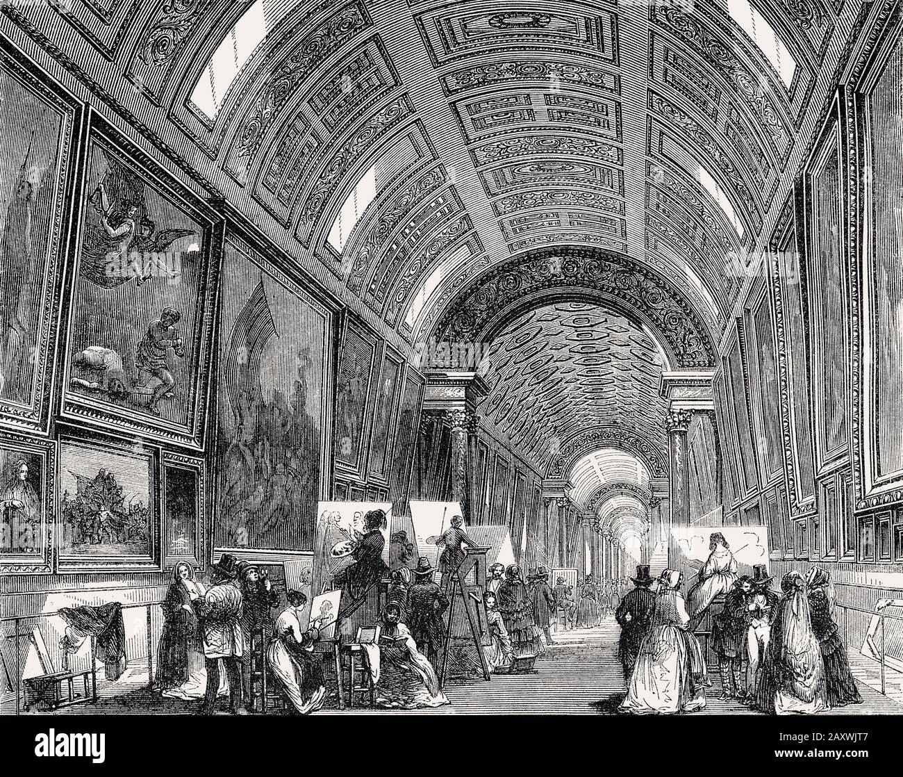 Il Palazzo del Louvre, museo francese, Parigi, Francia, 19th secolo Foto Stock
