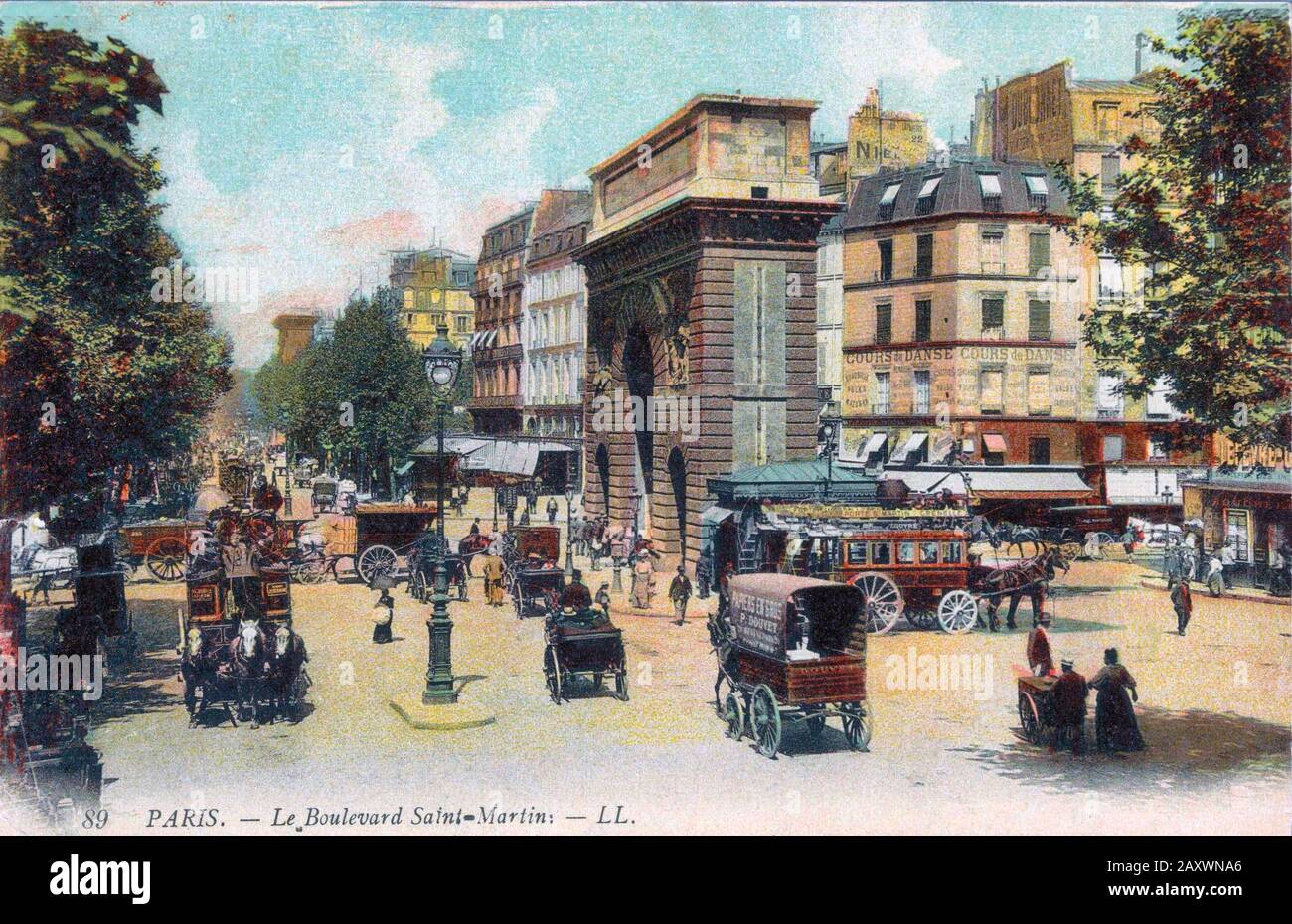 Boulevard Saint-Martin, Parigi, Francia Circa 1900. Dopo una cartolina contemporanea. Foto Stock