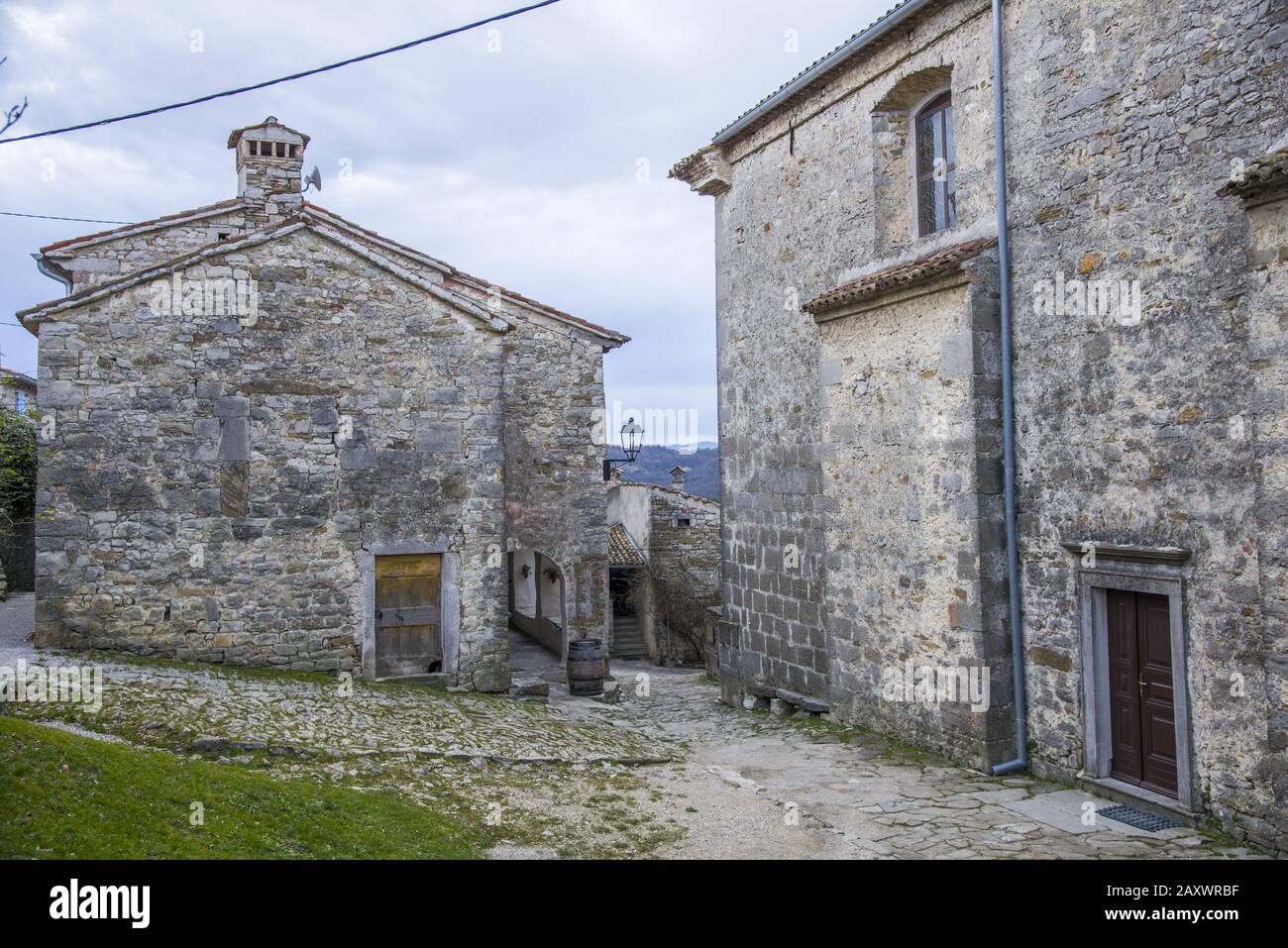 Città Vecchia Hum, Istria, Croazia. La Più Piccola Città Del Mondo Foto Stock