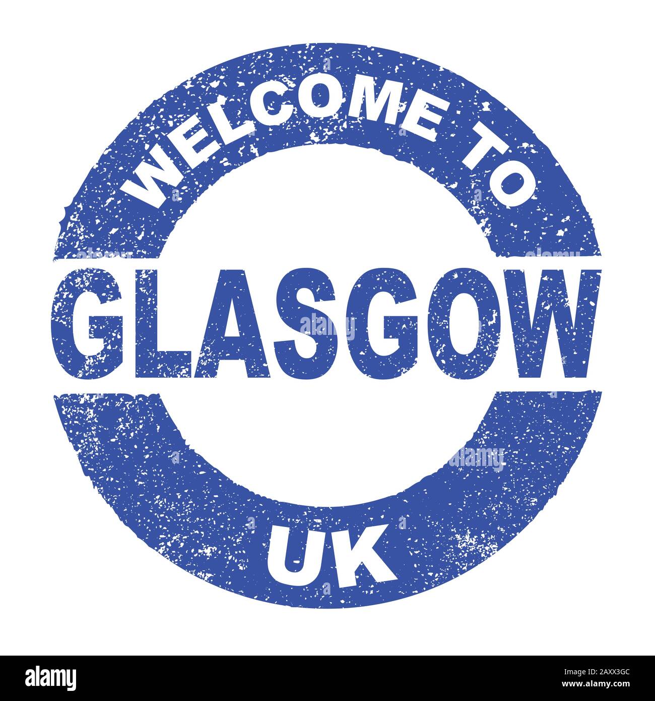 Un grunge di gomma con il testo Benvenuti A Glasgow UK su uno sfondo bianco Illustrazione Vettoriale