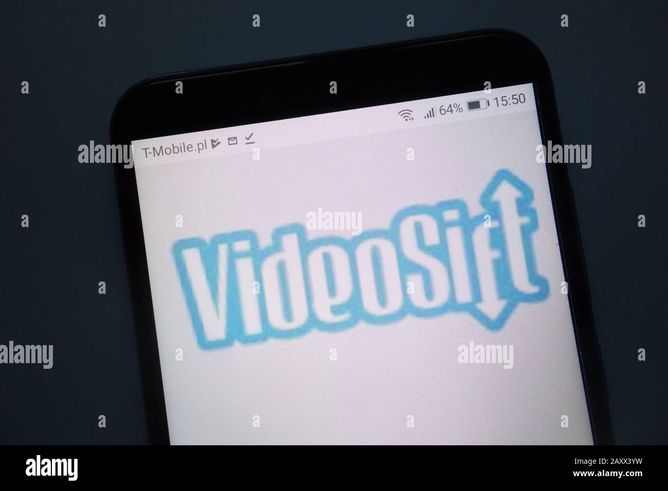 Logo VideoSift visualizzato sullo smartphone Foto Stock