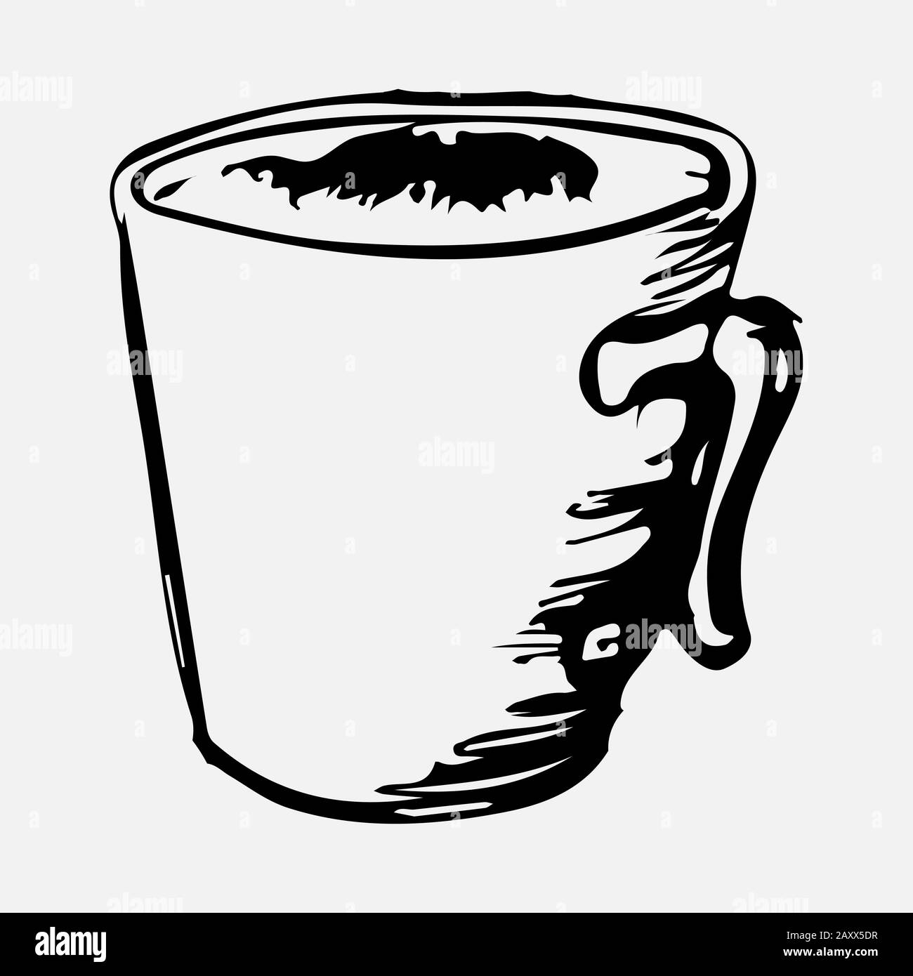 Una tazza di tè disegnata a mano con una matita. Illustrazione Vettoriale