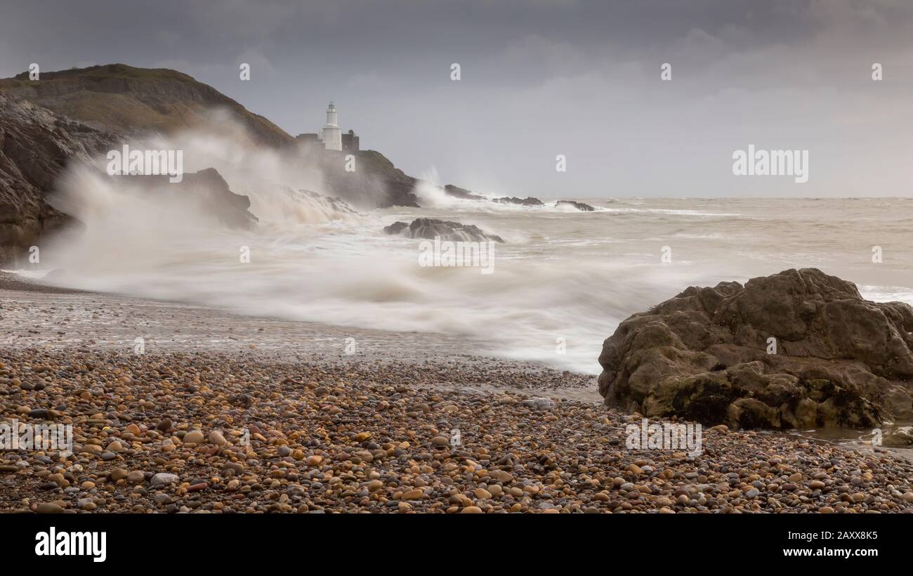 Tempesta Ciara su Bracelet Bay Foto Stock