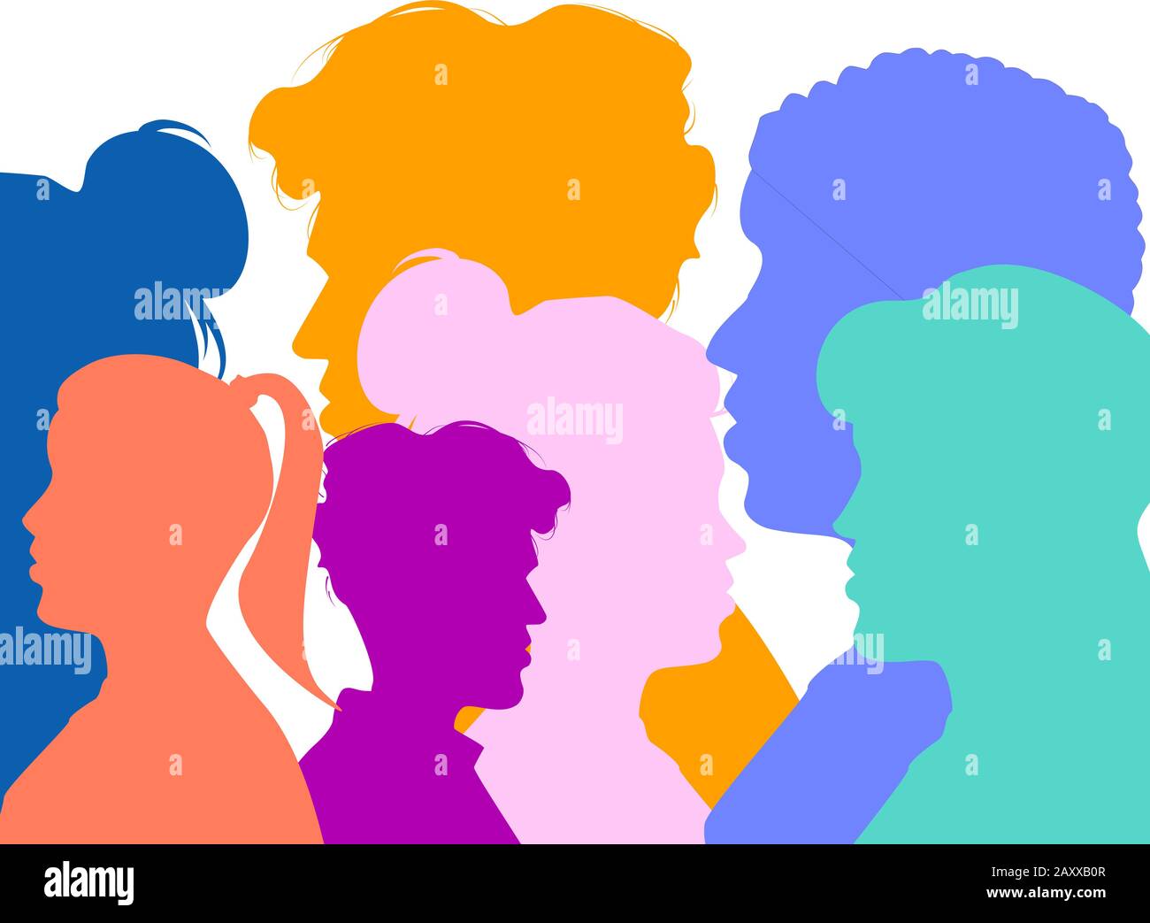 Vettore di gruppo di persone a colori Illustrazione Vettoriale