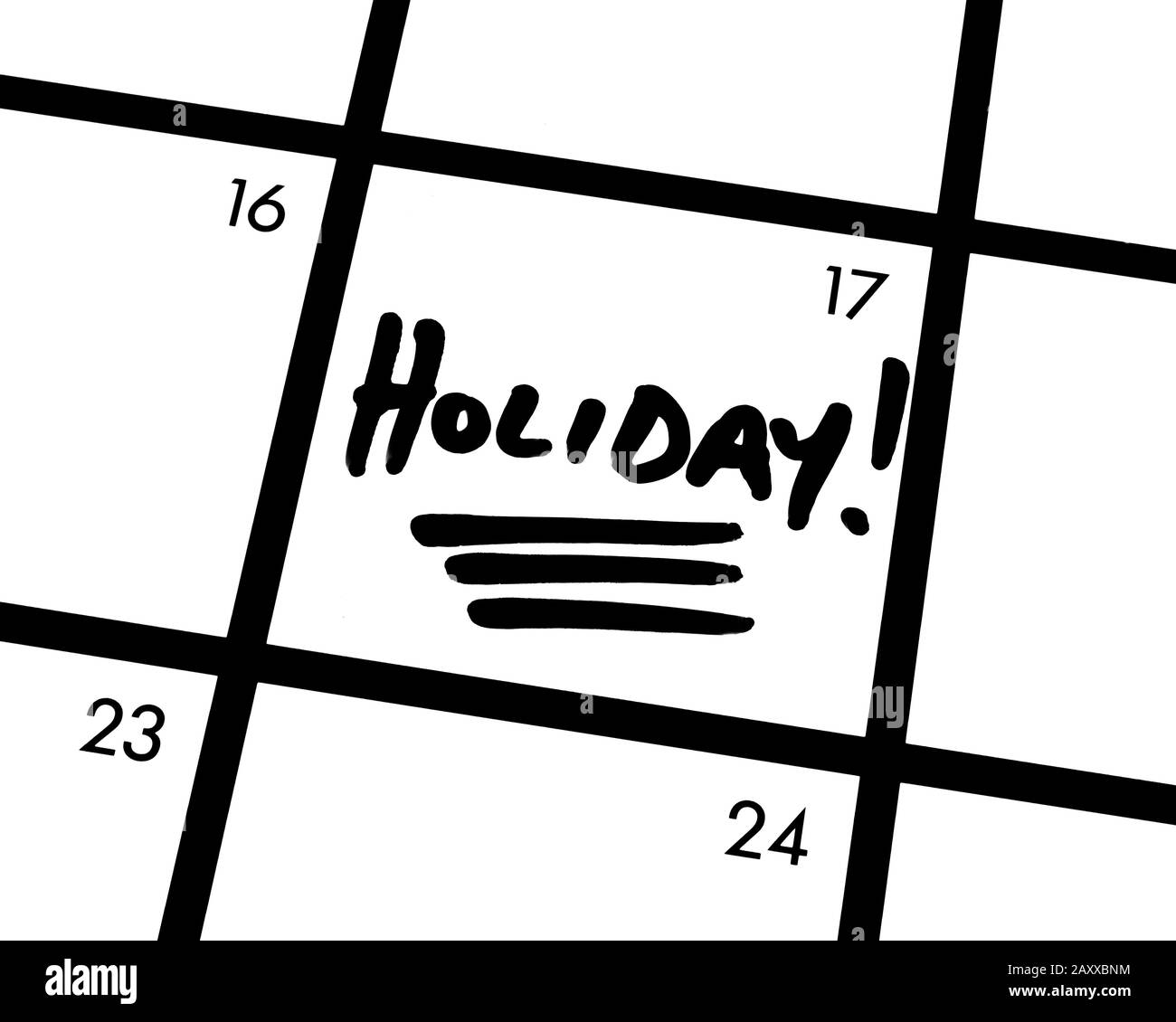 Primo piano di una vacanza! voce del calendario. Foto Stock