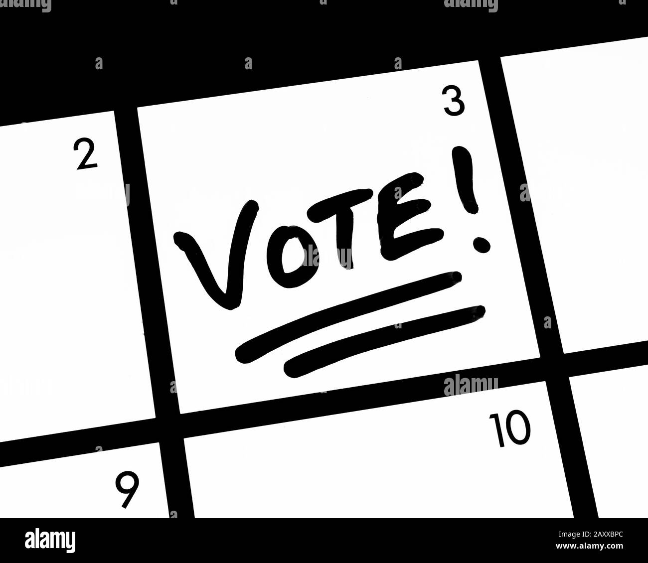 Primo piano DI UNA VOTAZIONE! voce del calendario. Foto Stock