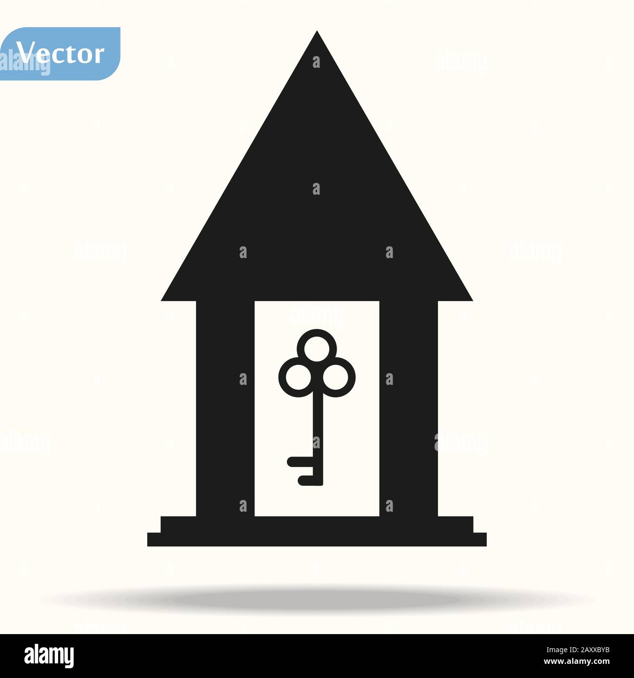 icona del tasto casa nera glifo piatto. Illustrazione elemento logo. Design chiave casa. Vector eps 10 . concetto chiave casa. Può essere utilizzato in rete e mobile . Illustrazione Vettoriale