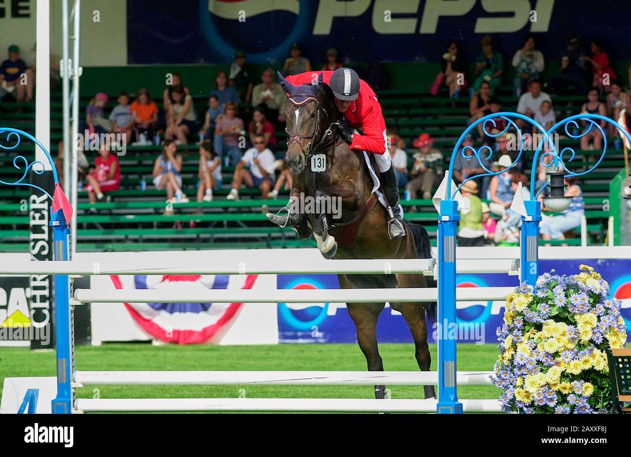The North American Spruce Meadows, Luglio 2003, Pepsi Challenge, John Anderson (Can) In Sella Alla Punisher Di Allied Seismic Foto Stock