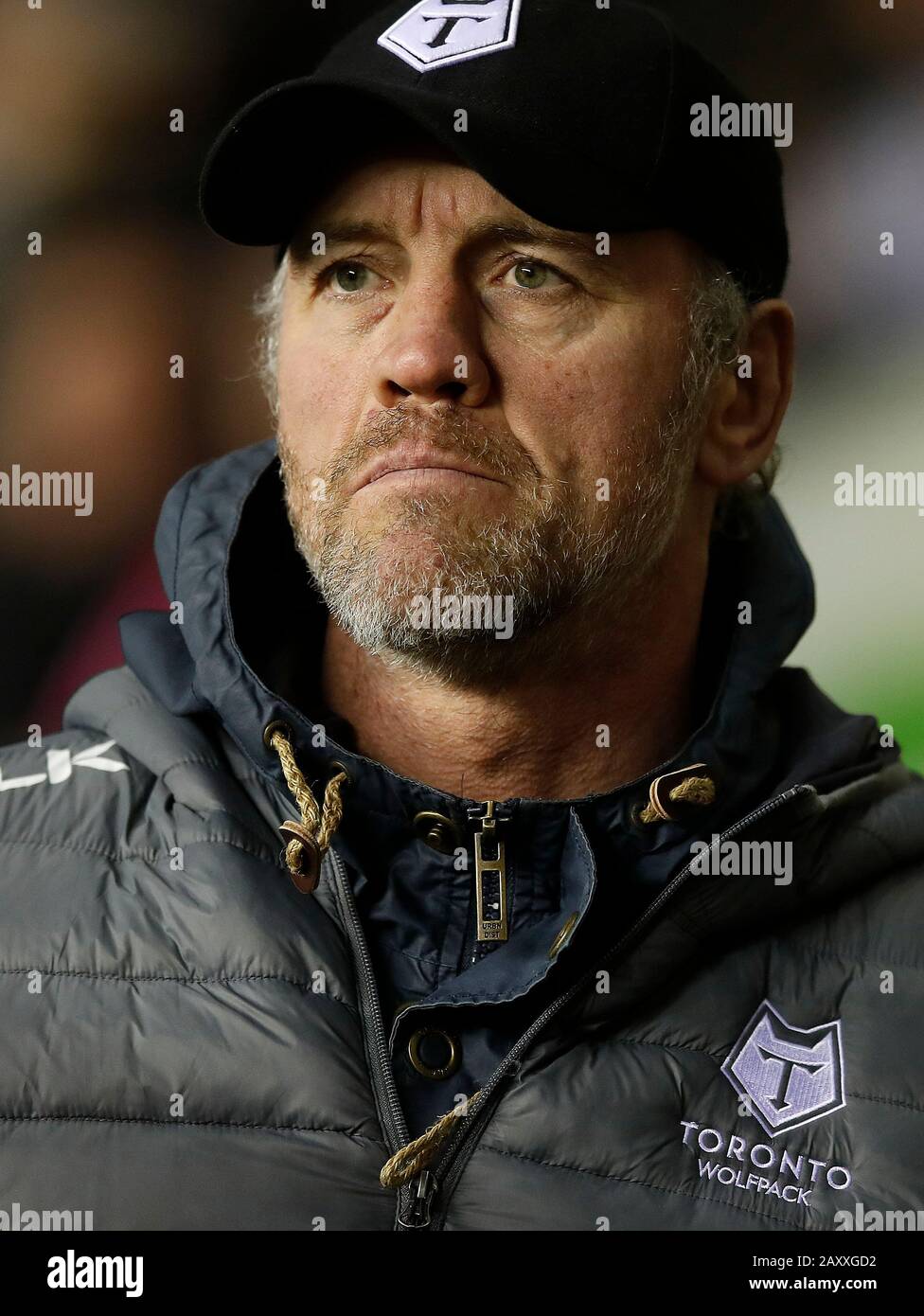 Il capo allenatore di Toronto Wolfpack Brian McDermott, prima della partita della Betfred Super League al DW Stadium, Wigan. Foto Stock