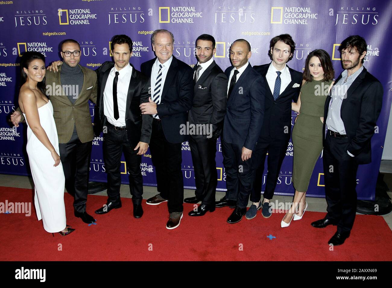 New York, NY, Stati Uniti. 23 Marzo 2015. Il Cast Di Nat Geo 'Killing Jesus, Emmanuelle Chriqui, Alexis Rodney, Dan Mor, Kelsey Grammer, Haaz Sleiman, Chris Ryman, Joe Doyle, Stephanie Leonidas, Eoin Macken Al 'Killing Jesus' World Premiere Presso Alice Tully Hall Al Lincoln Center. Credito: Steve Mack/Alamy Foto Stock