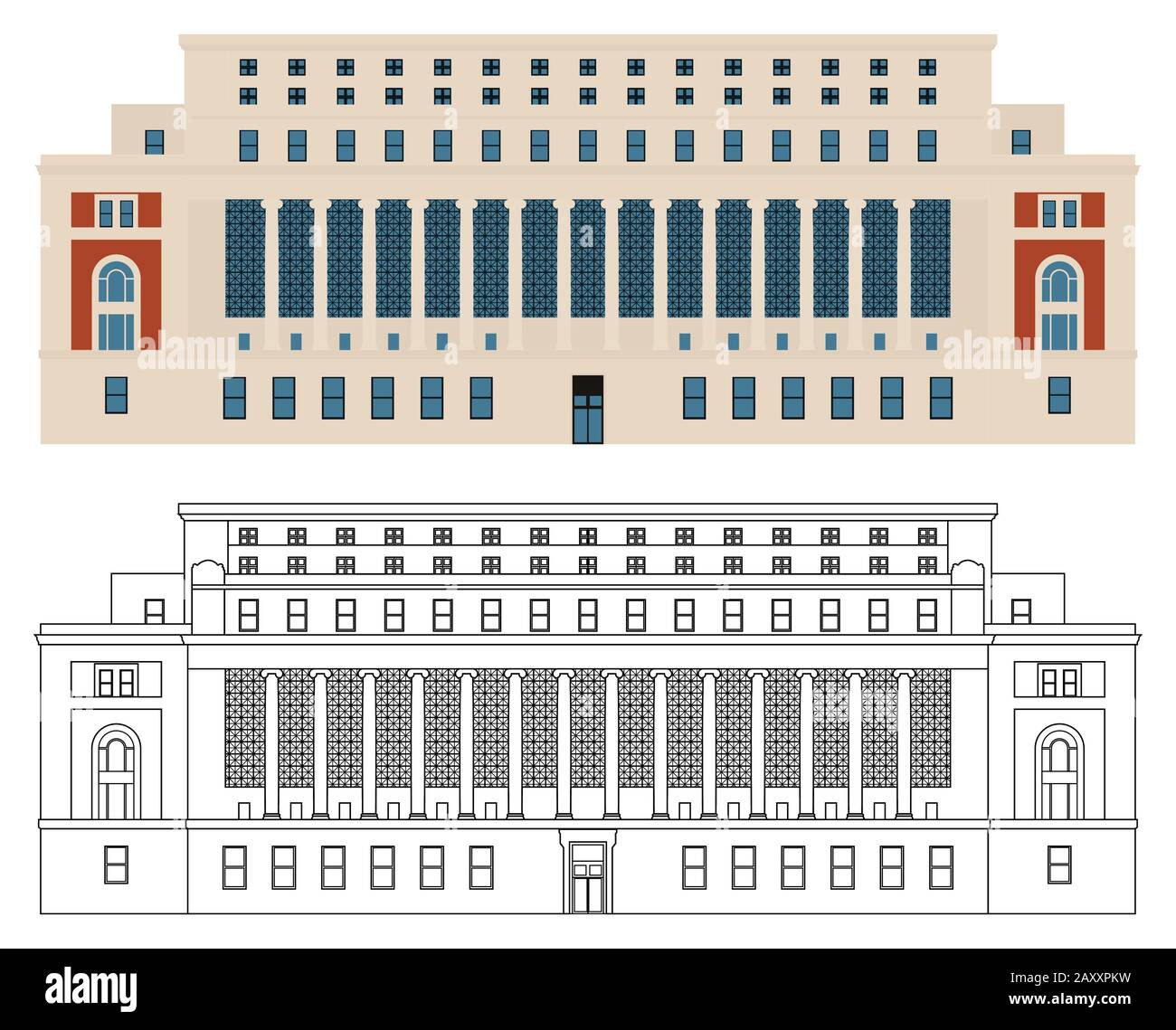 Biblioteca della Columbia University con vista frontale Illustrazione Vettoriale