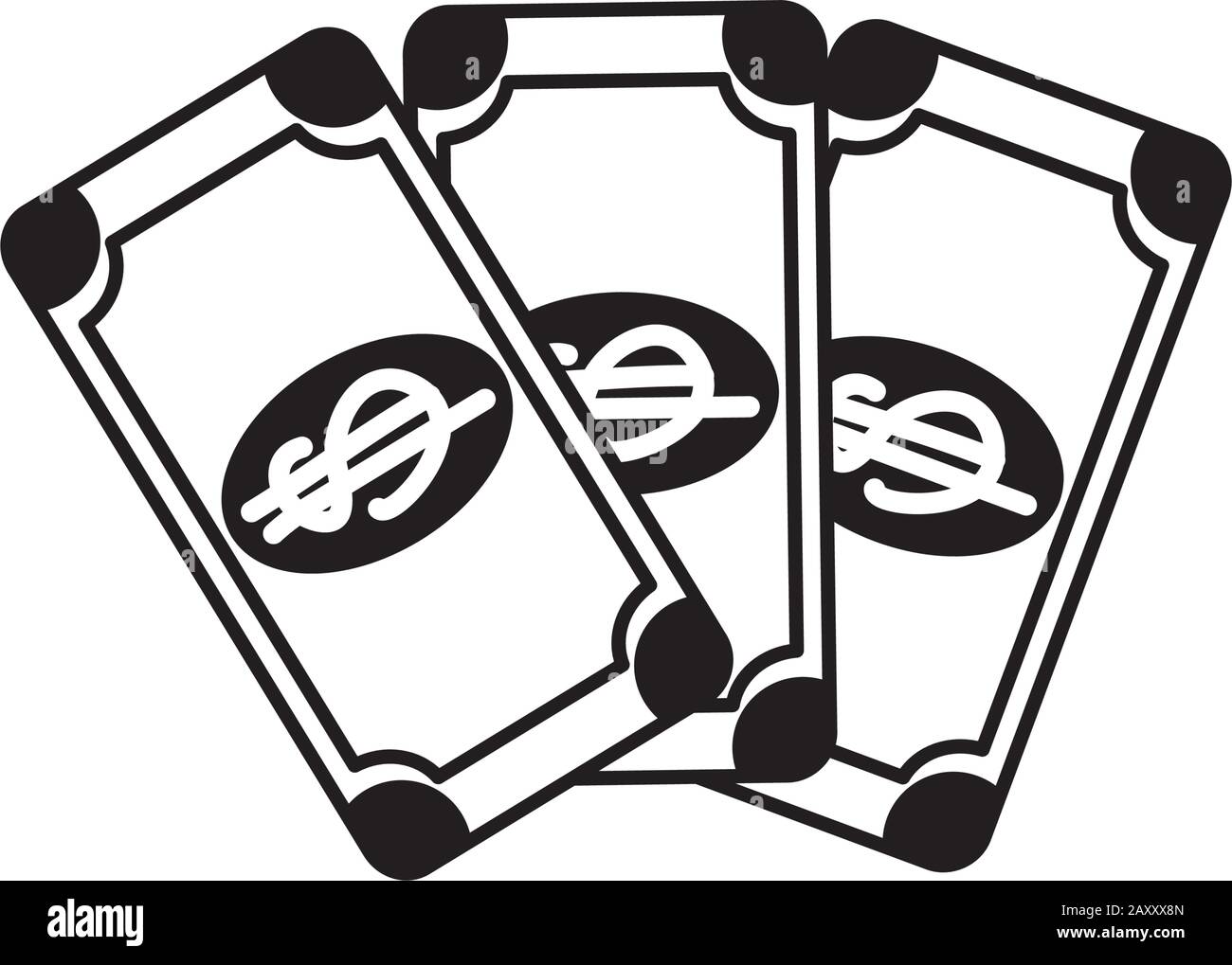 money business financial fattura valuta cash line stile icona vettore illustrazione Illustrazione Vettoriale