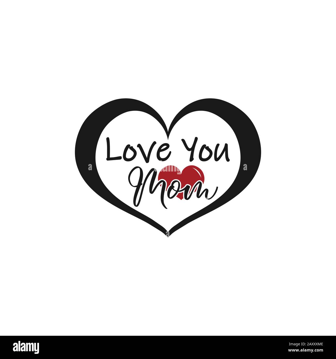 Carta da mamma di Love You disegnata a mano. Illustrazione dell'inchiostro. Calligrafia moderna del pennello. Lettering Happy Mothers Day. Carta disegnata a mano con cuore Illustrazione Vettoriale