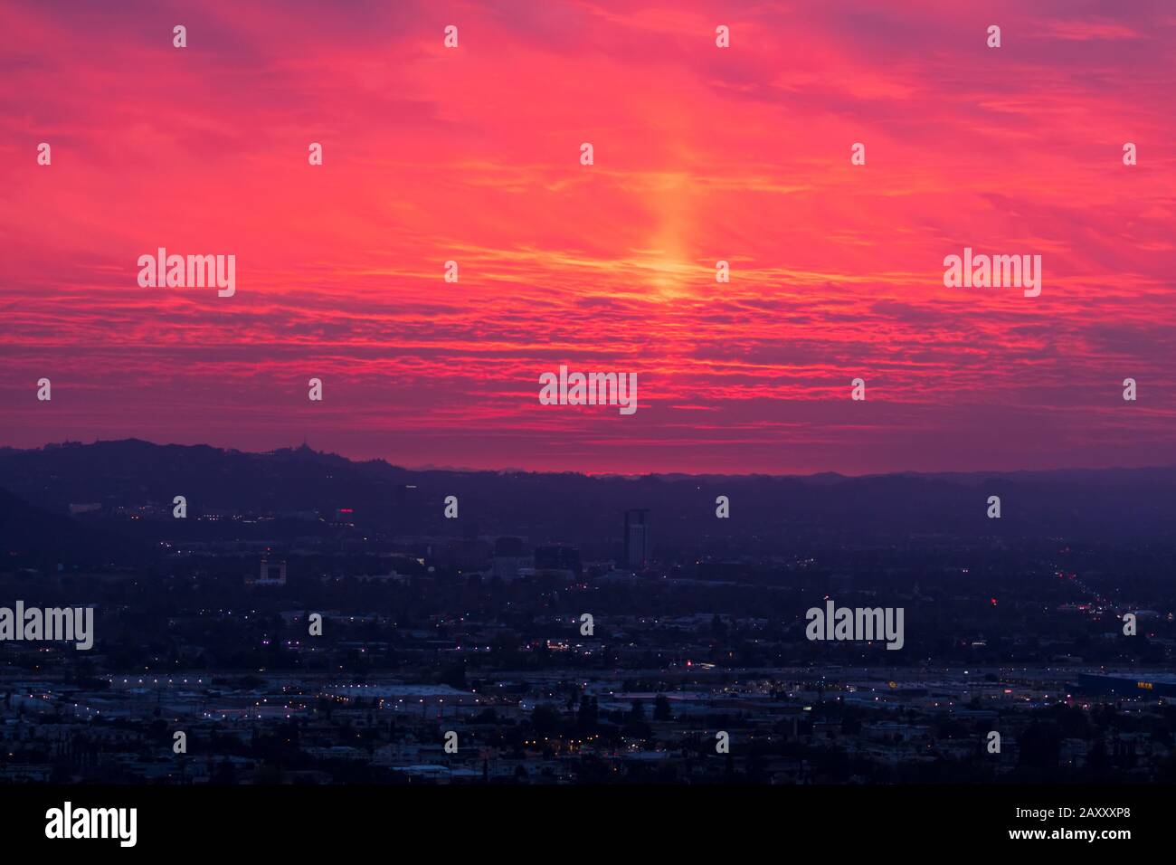 Vivid red sunset Foto Stock