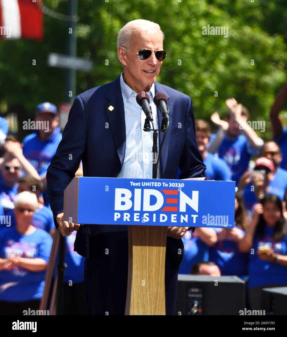 Philadelphia, PA, USA - 18 MAGGIO 2019: Joe Biden Partecipa al Kickoff Campaign Rally di Joe Biden per Le Elezioni presidenziali del 2020. Foto Stock