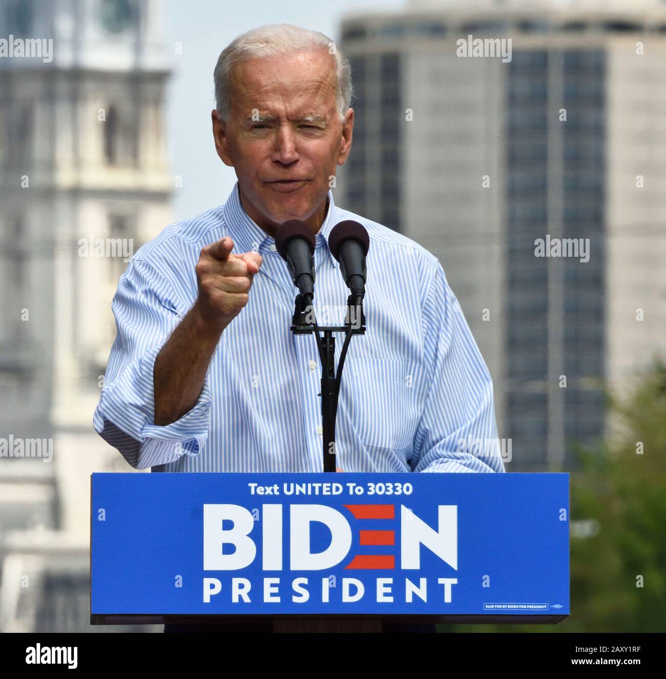 Philadelphia, PA, USA - 18 MAGGIO 2019: Joe Biden Partecipa al Kickoff Campaign Rally di Joe Biden per Le Elezioni presidenziali del 2020. Foto Stock