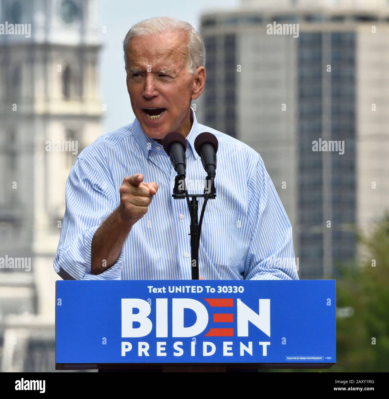 Philadelphia, PA, USA - 18 MAGGIO 2019: Joe Biden Partecipa al Kickoff Campaign Rally di Joe Biden per Le Elezioni presidenziali del 2020. Foto Stock