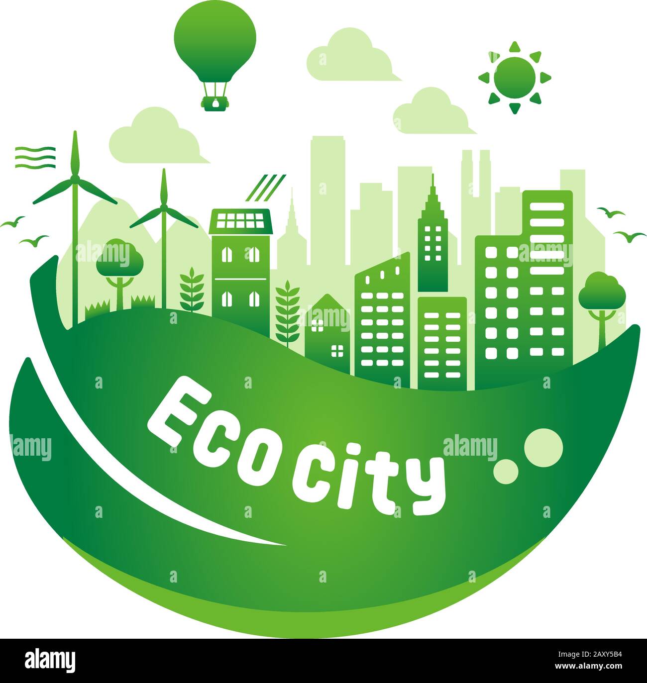 Green eco città vettore illustrazione ( ecologia concetto , conservazione della natura ) Illustrazione Vettoriale