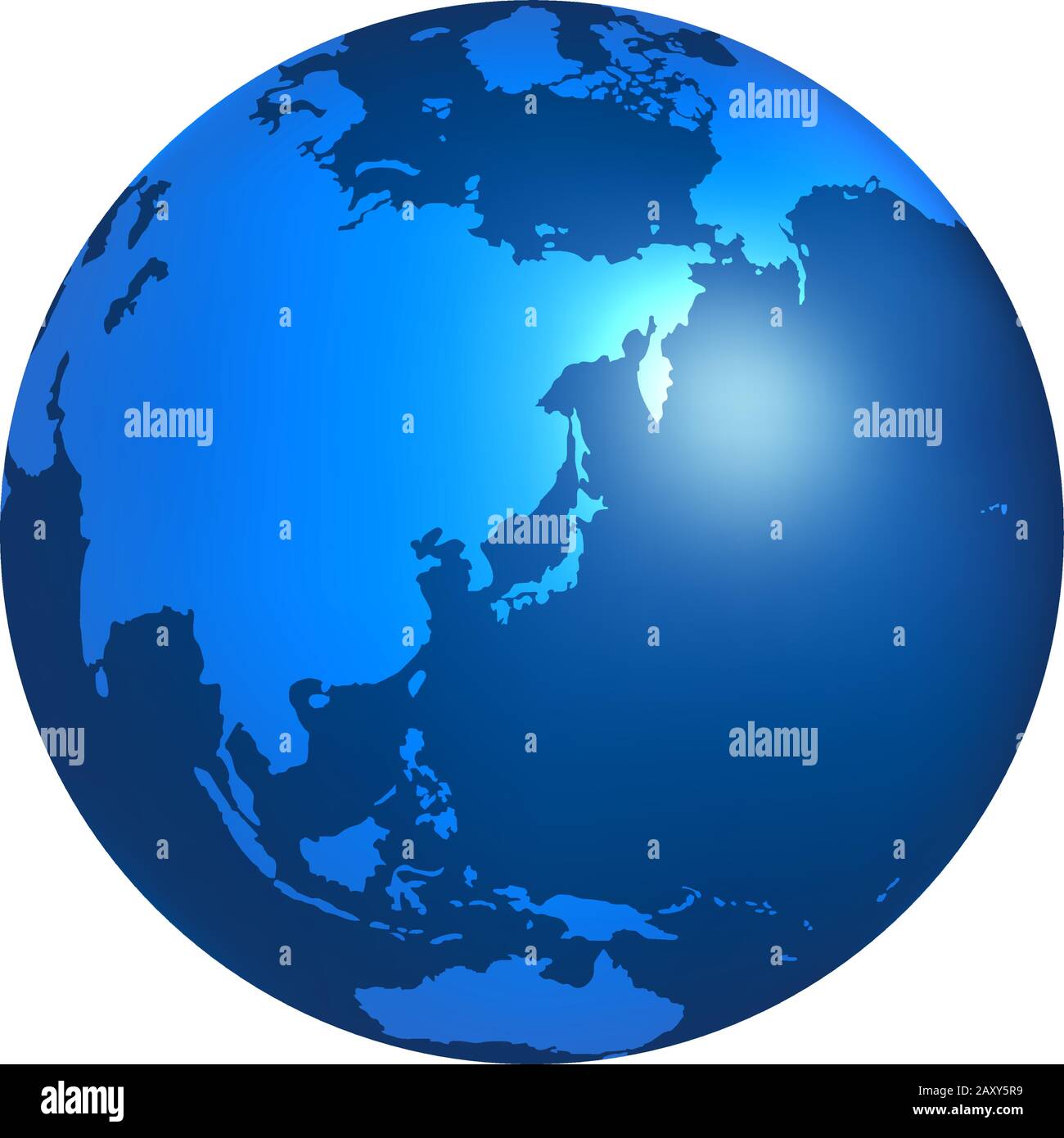 Illustrazione vettoriale della terra centrata sull'Asia orientale Illustrazione Vettoriale