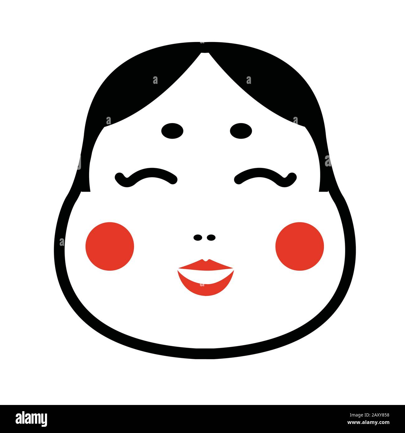 Illustrazione cartoon giapponese con maschera okame Illustrazione Vettoriale