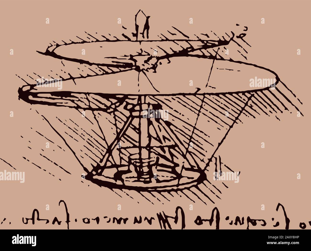 Illustrazione dell'elicottero / Leonardo da Vinci Illustrazione Vettoriale