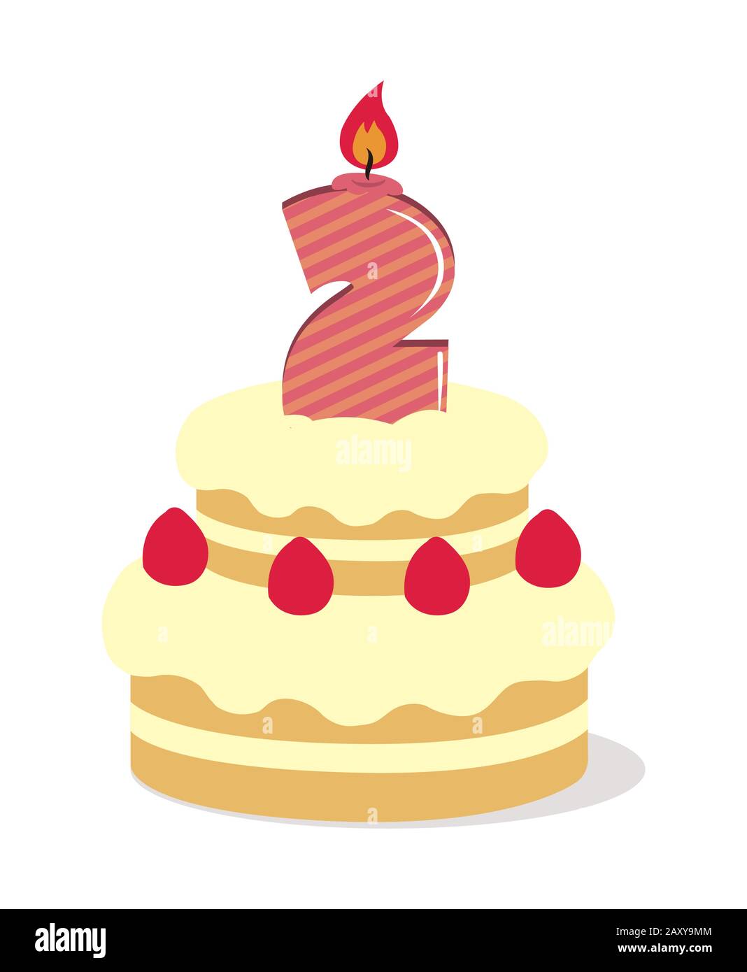 Illustrazione del vettore della torta di compleanno / 2 anni