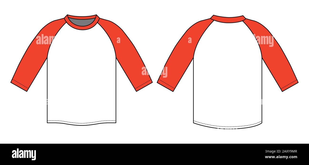 Illustrazione modello T-shirt a manica corta Raglan Illustrazione Vettoriale