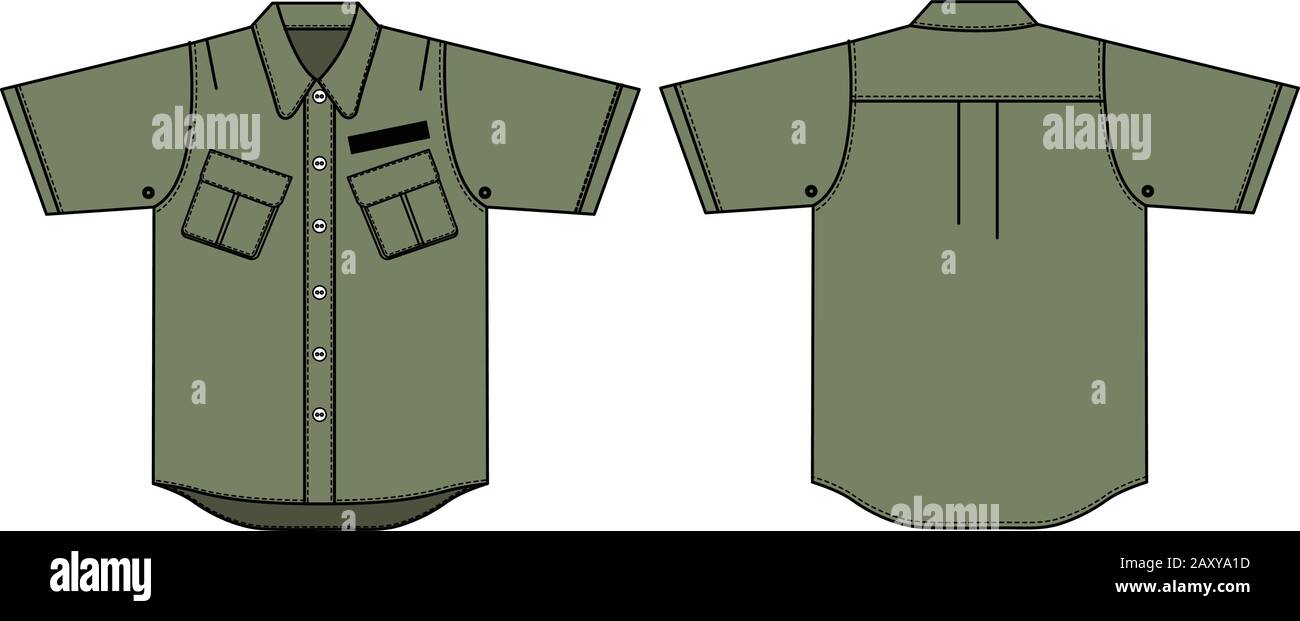 Illustrazione vettoriale delle camicie dell'esercito a manica corta Illustrazione Vettoriale