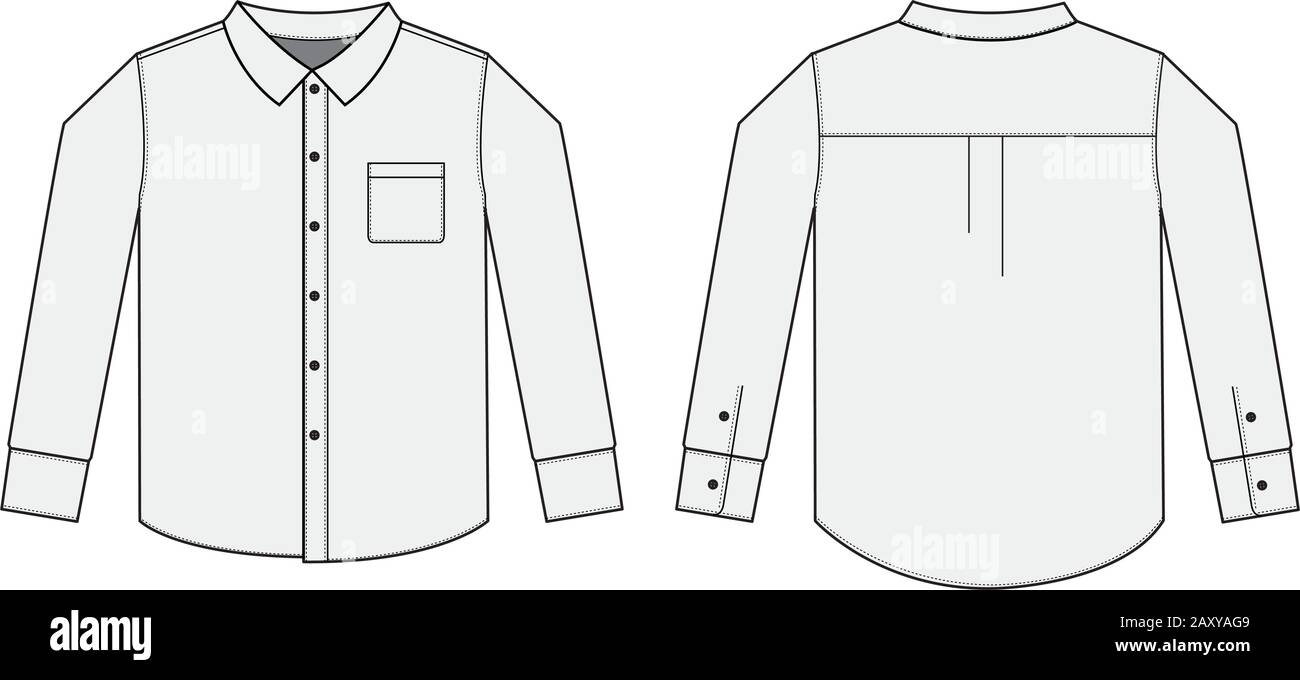illustrazione del modello di camicia da lavoro a manica lunga Illustrazione Vettoriale