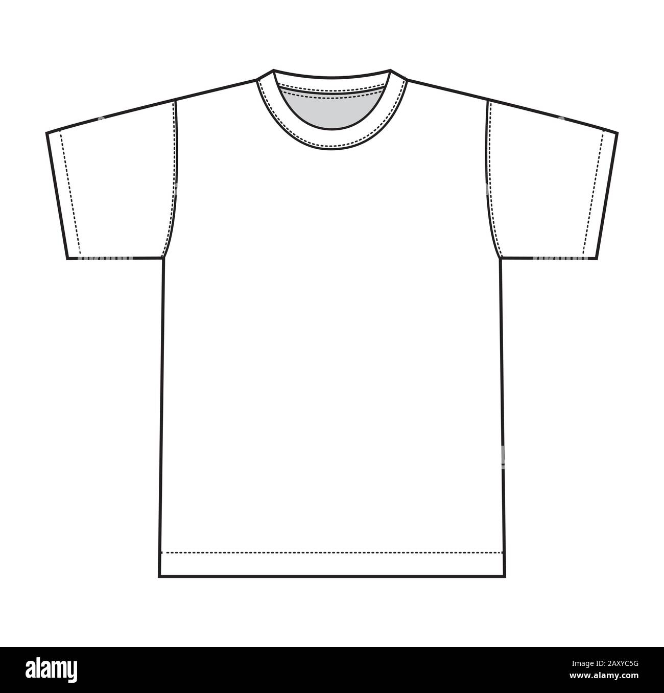 Illustrazione modello vettoriale magliette a manica corta (parte anteriore) Illustrazione Vettoriale