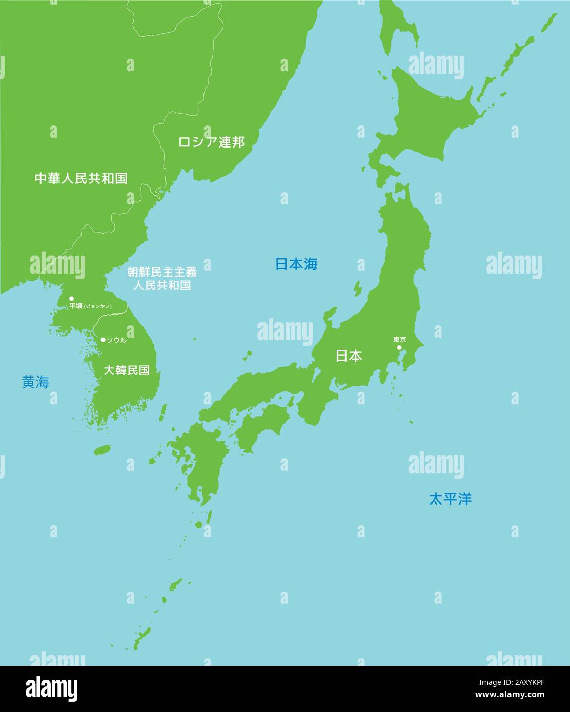 Illustrazione del vettore della mappa dell'asia orientale (giapponese) Illustrazione Vettoriale
