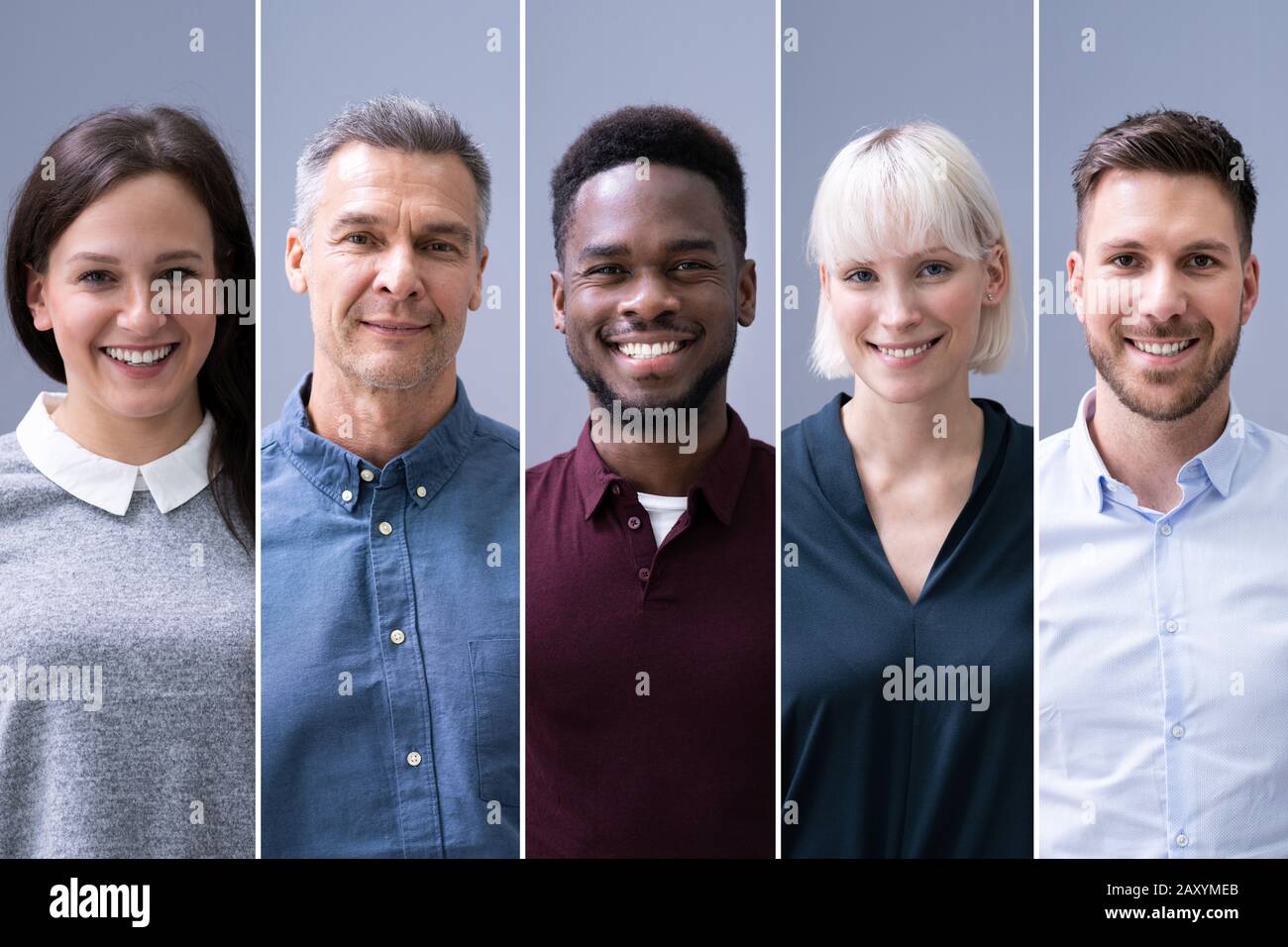 Collage di diversi gruppi di imprenditori felici Foto Stock