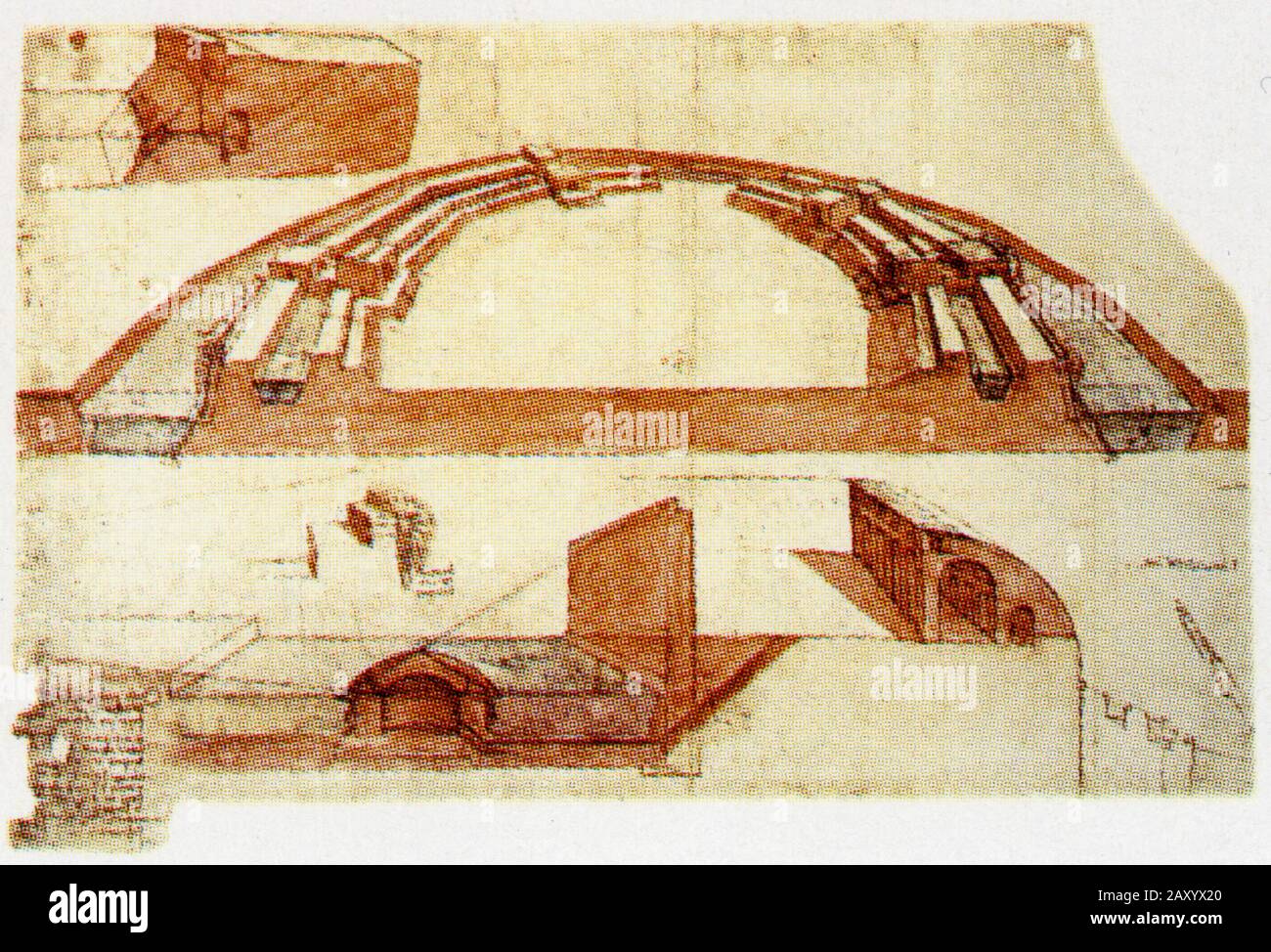 Leonardo da Vinci. Bulwark poligonale. 1502-1503. Foto Stock