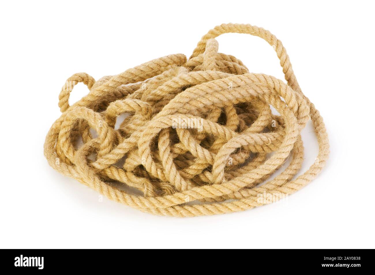 Corda isolato su sfondo bianco Foto Stock