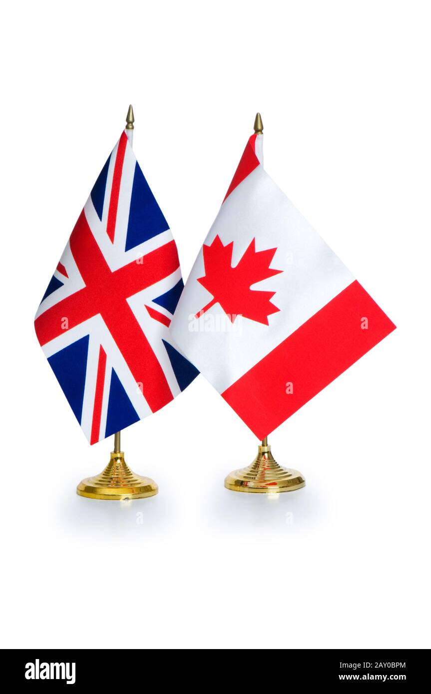 Paesi di lingua inglese bandiere isolato su bianco Foto Stock
