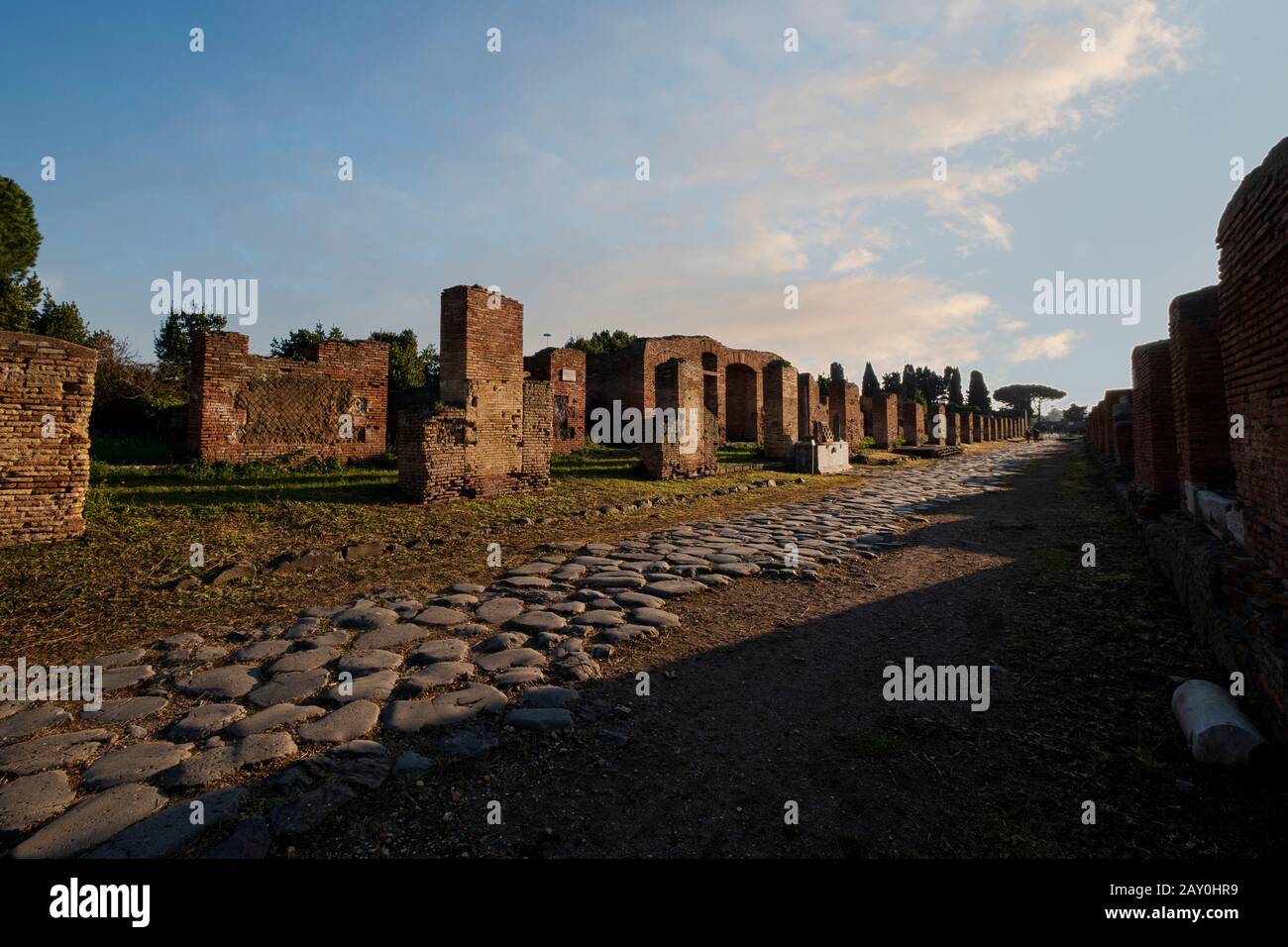 Antiche Rovine Di Ostia Antica, Roma, Lazio, Italia Foto Stock